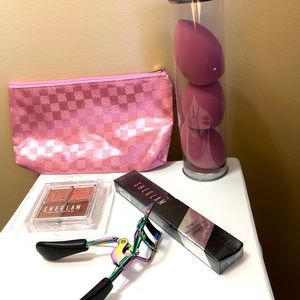 New Makeup Kit Waterproof Eyeliner,3 Beauty Sponges ,Eyelash Curls,eyeshadow Bag